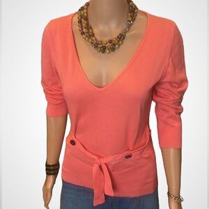 Valentino, Knit Peplum Front Buttoned Top Pink Sz 10